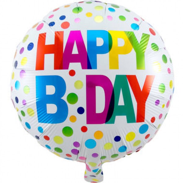 Happy Bday Stippen Folieballon - 45cm ( niet gevuld )